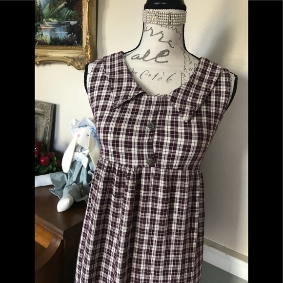 ❤️ Rare Vintage 1980’s Gingham Collar Dress M‼️FINAL SALE - Picture 9 of 9
